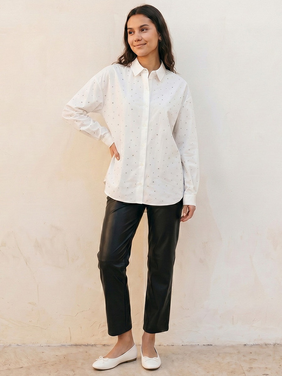 Embellished Oversized Cotton Shirt