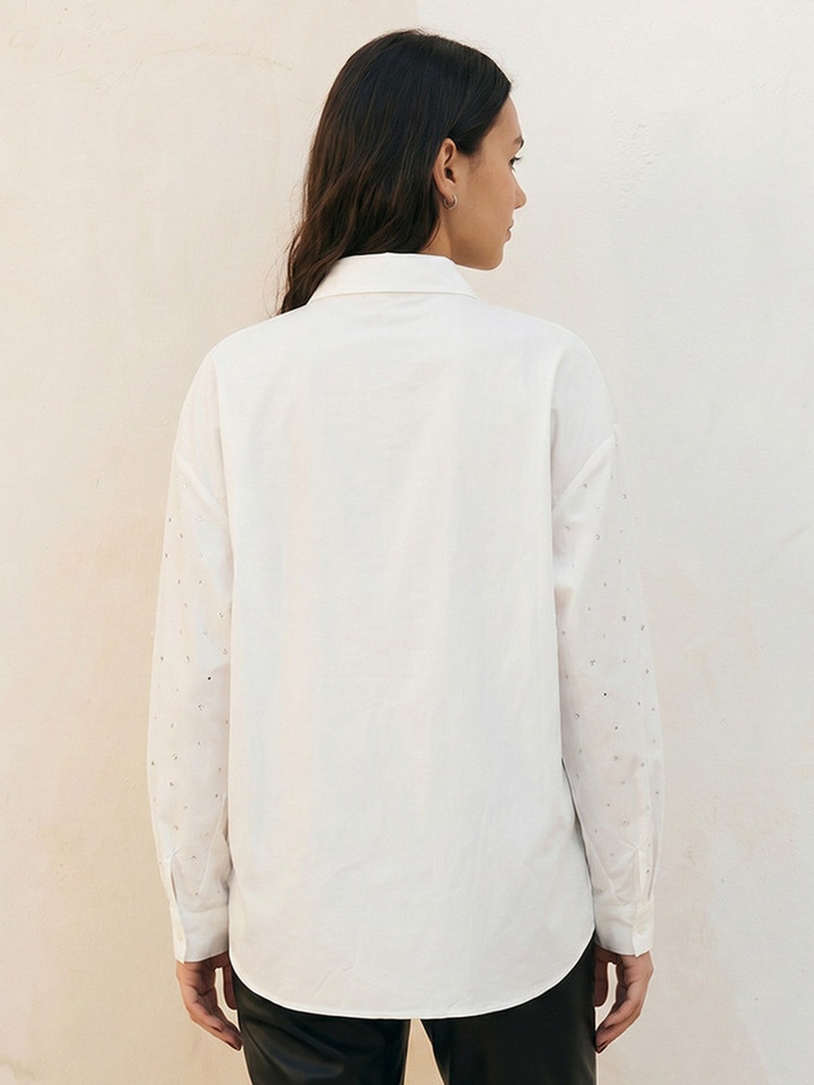 Embellished Oversized Cotton Shirt