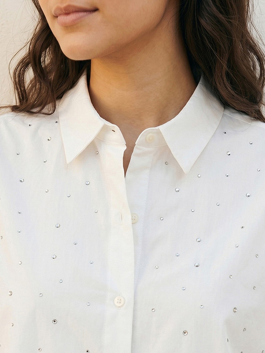 Embellished Oversized Cotton Shirt
