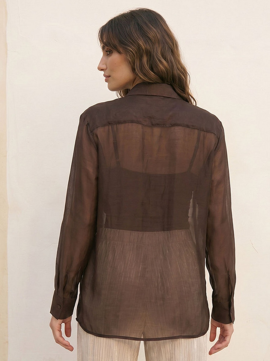 Crinkled Shirt with Rhinestone Embellishment