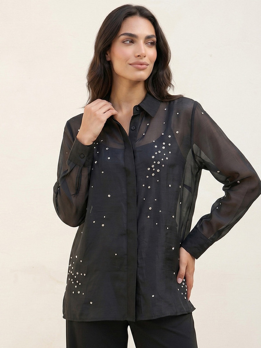 Shirt with Rhinestone Embellishments