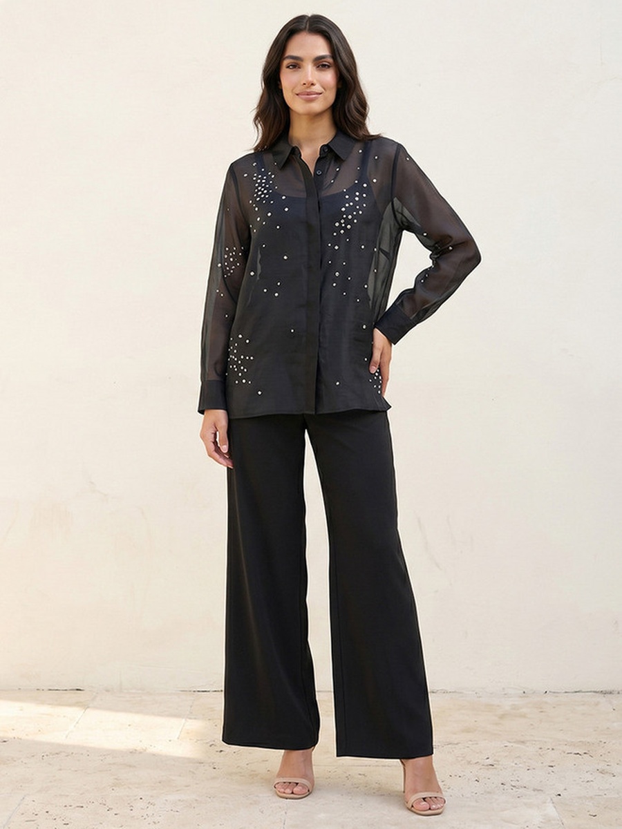 Shirt with Rhinestone Embellishments