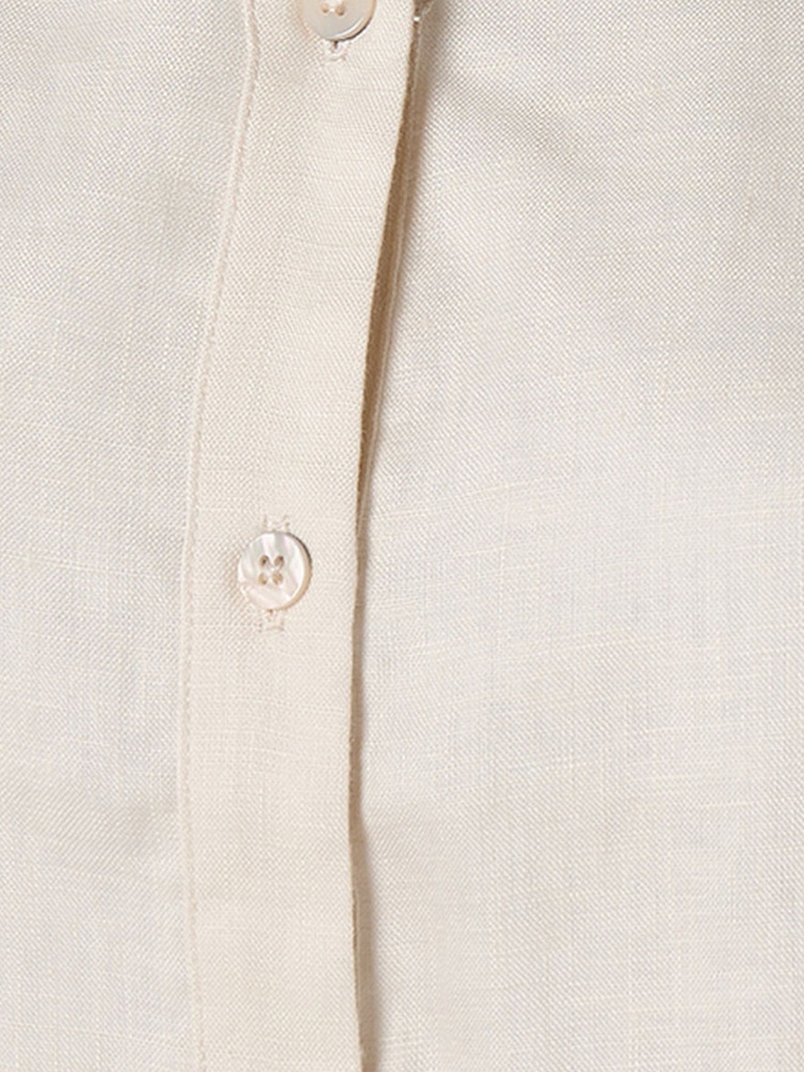 Collared Linen Shirt with Tab Sleeves
