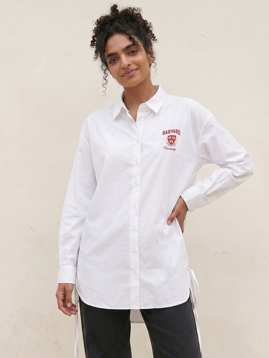 Harvard Cotton Shirt with High-Low Hemline