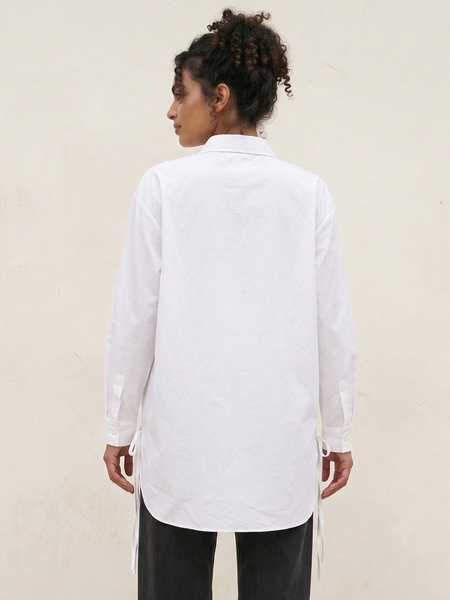 Harvard Cotton Shirt with High-Low Hemline