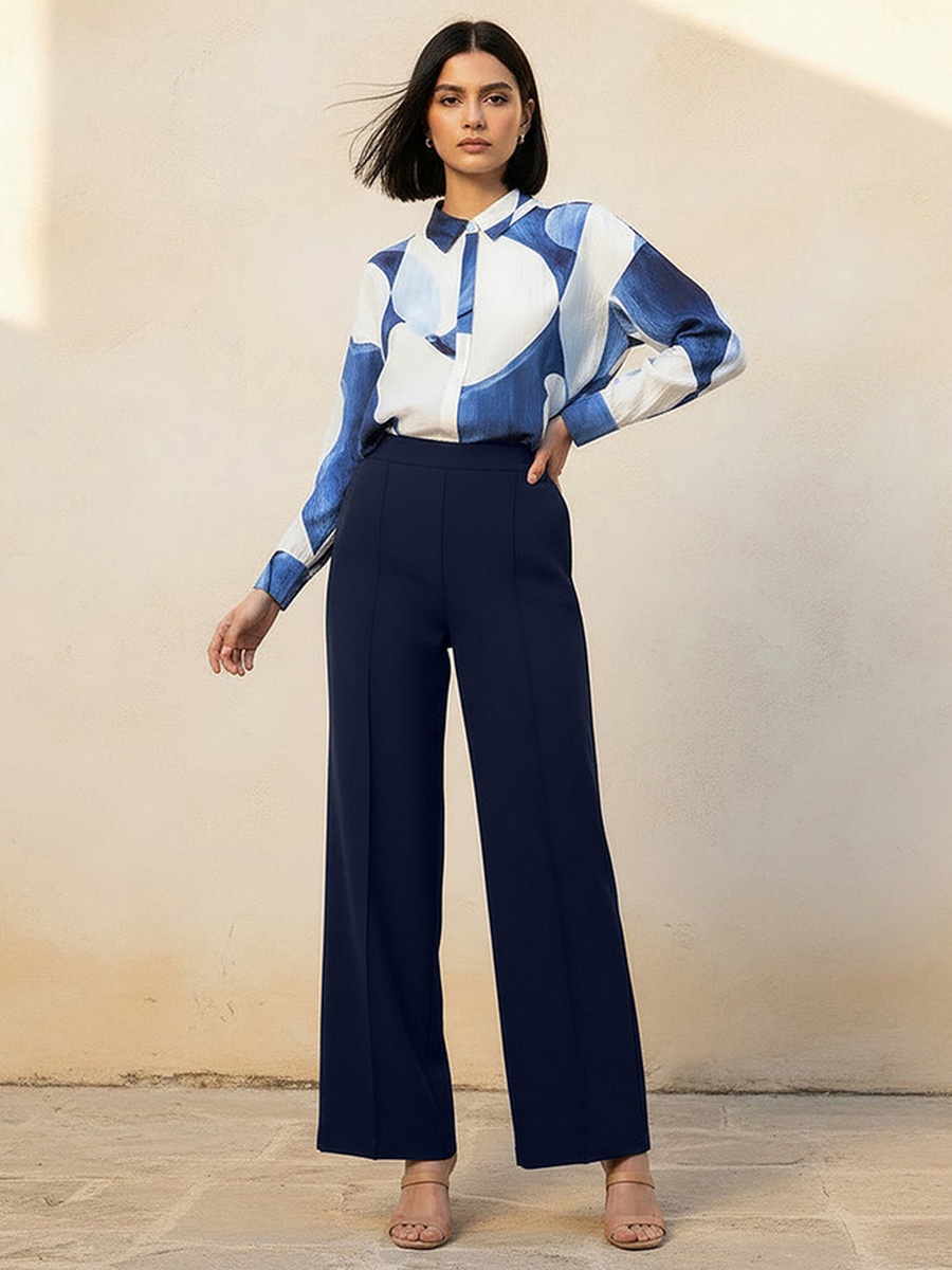 Straight Fit Crease Design Pants