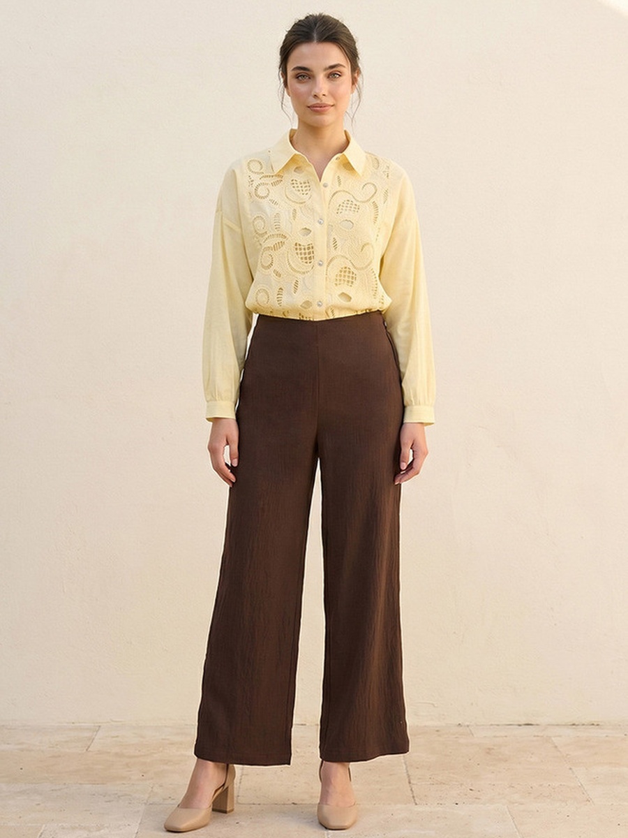 Textured Wide Leg Pants