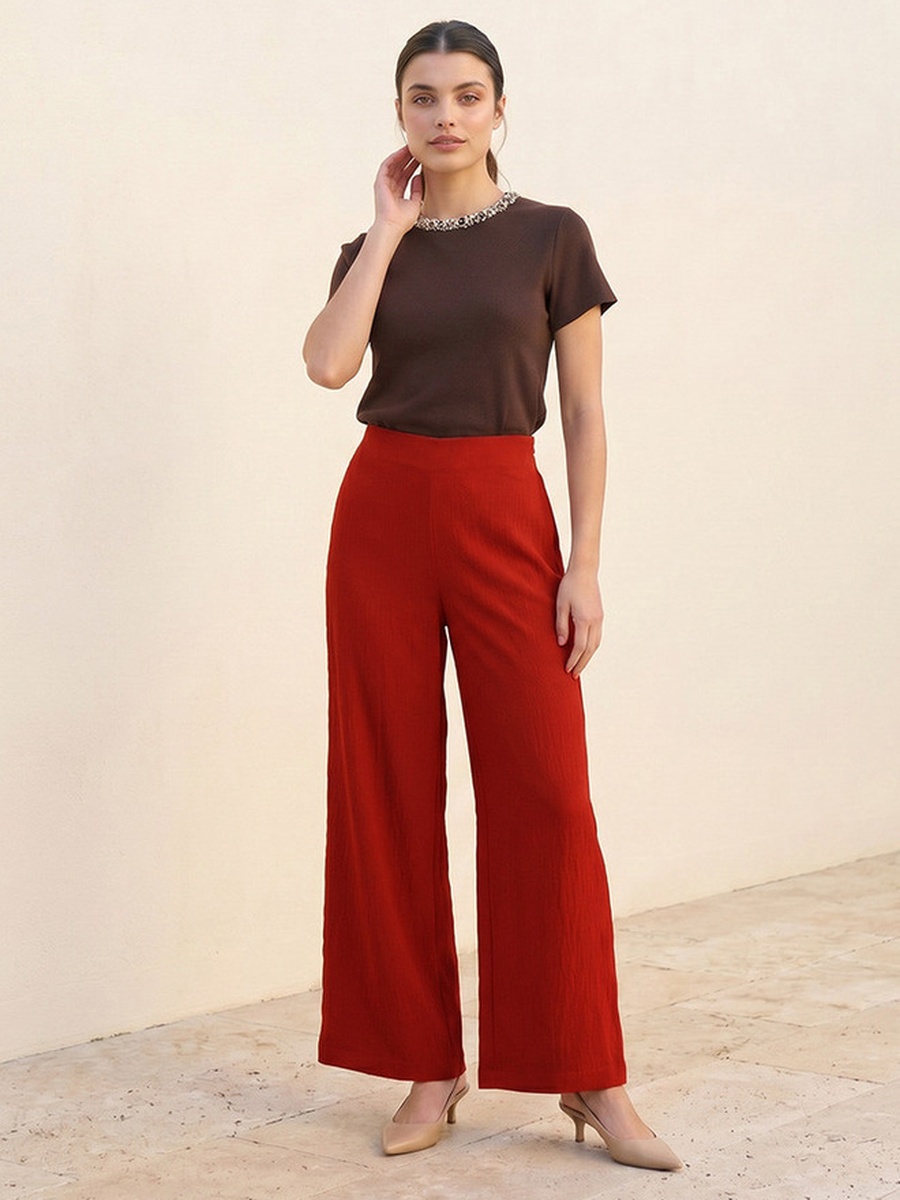 Textured Wide Leg Pants