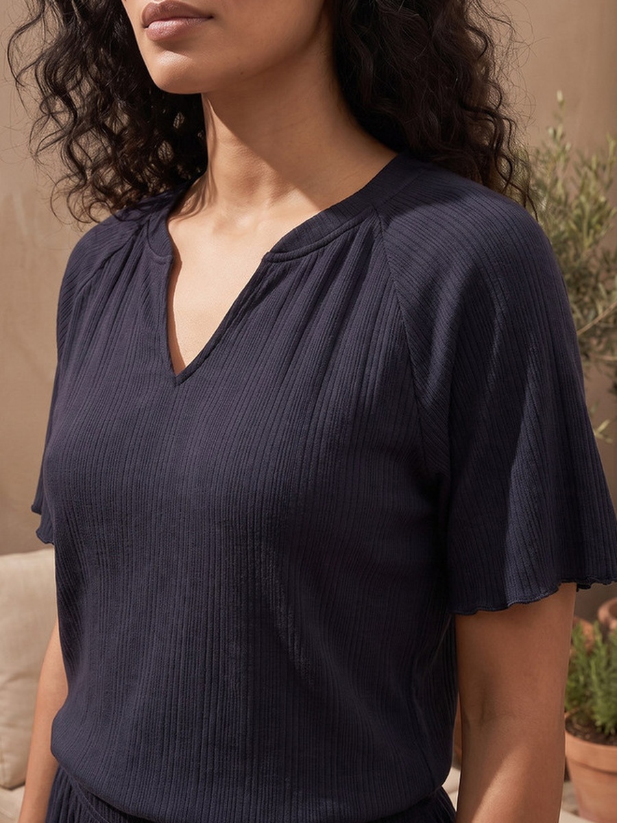 Pointelle Pyjama Set with V-Neck T-Shirt and Shorts