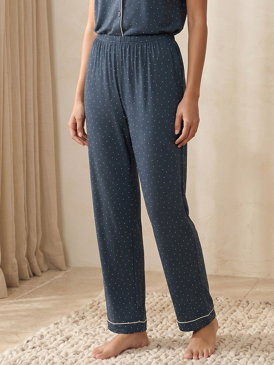 Viscose Pyjama Set with Button-Down Shirt and Trousers