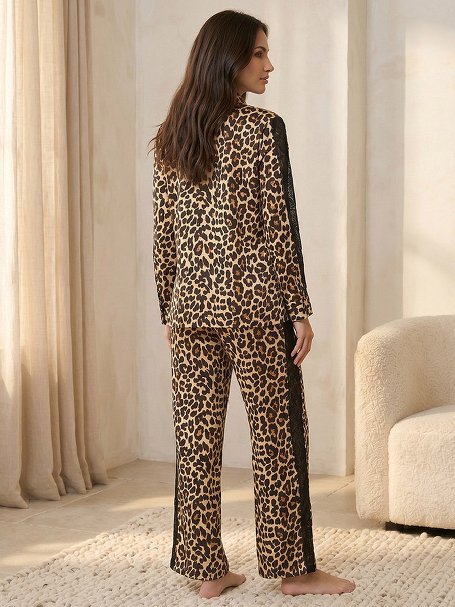 Animal Print Pyjama Set with Shirt and Trousers