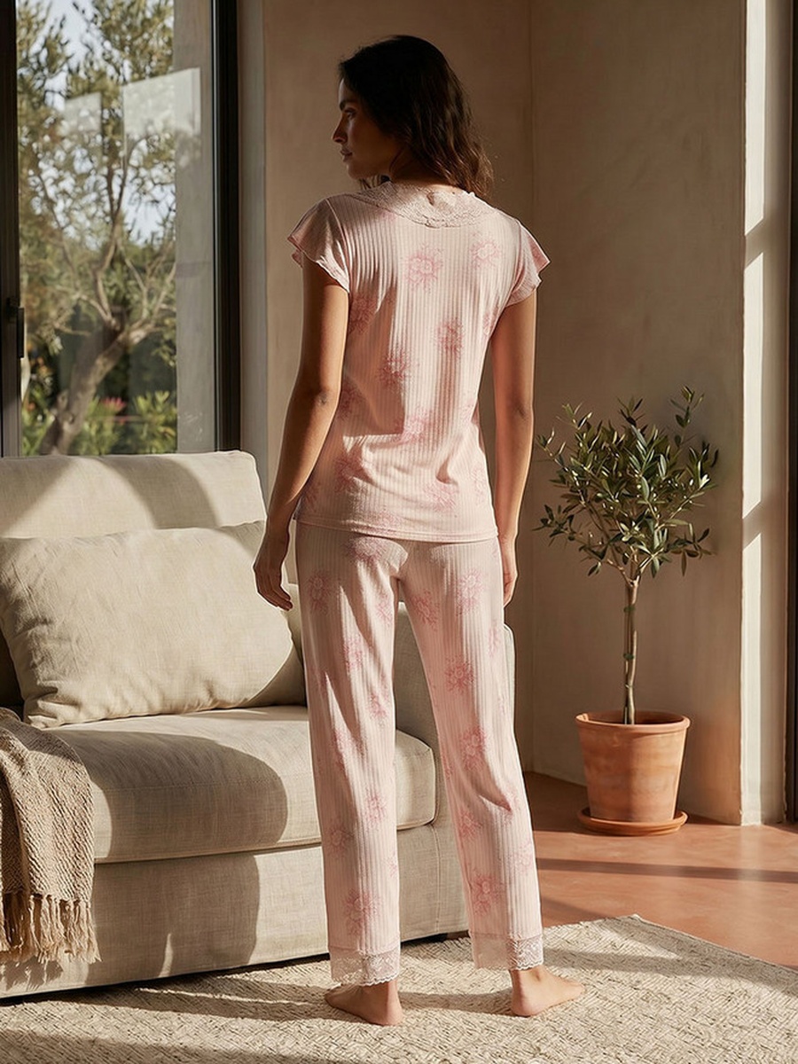Viscose Pyjama Set with Top and Trousers