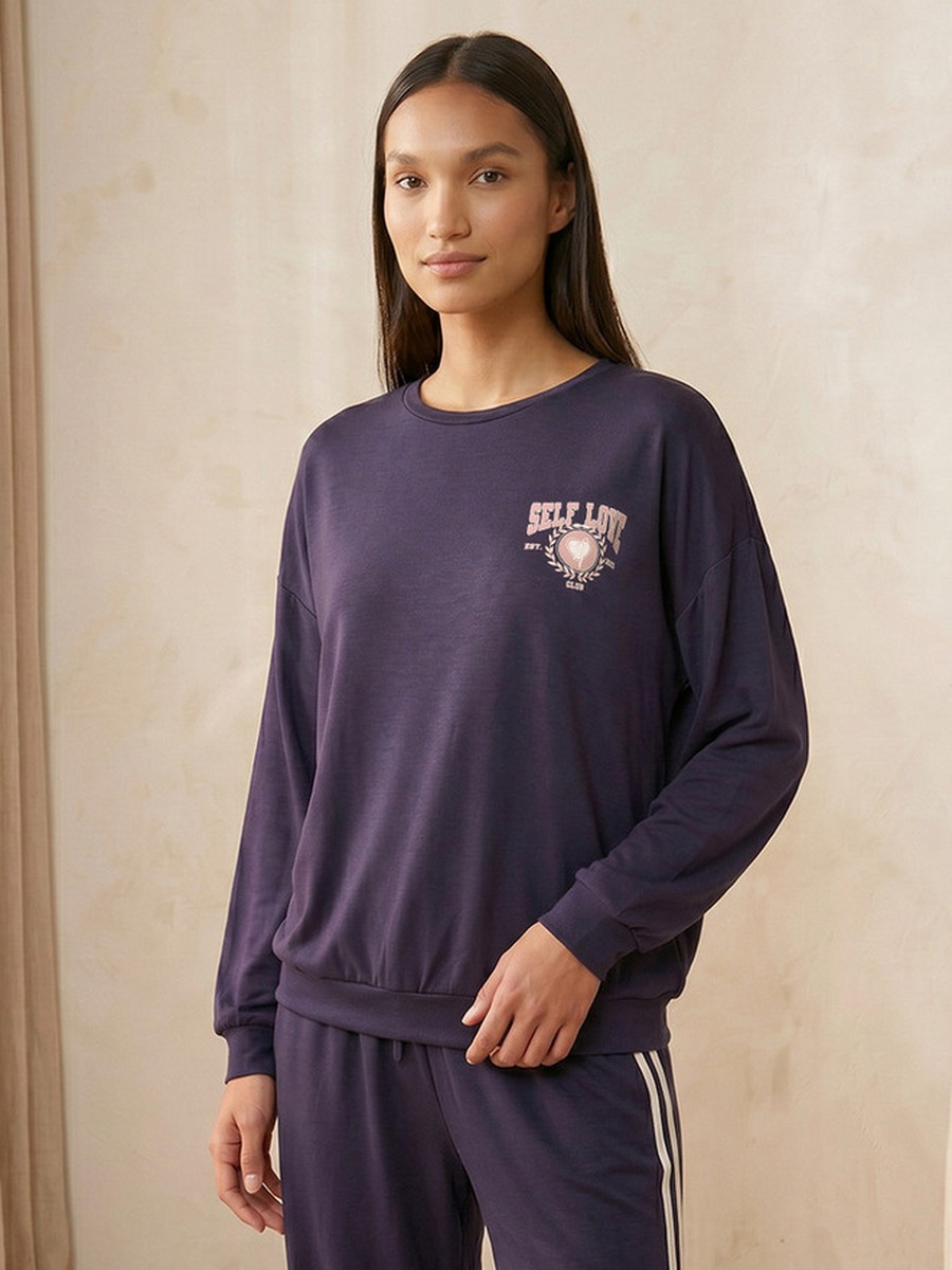 Viscose Pyjama Set with Long Sleeved T-Shirt and Trousers