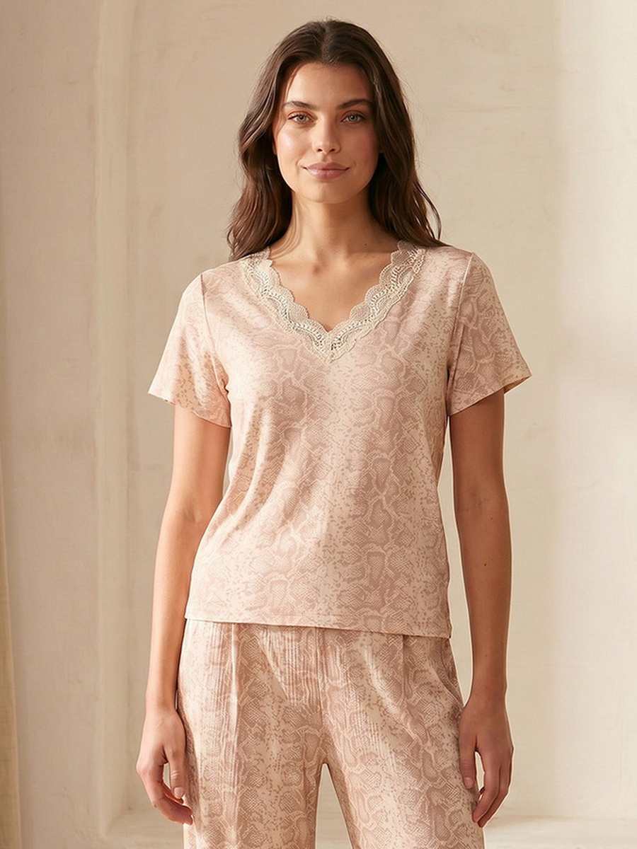 Animal Print Pyjama Set with Top and Trousers