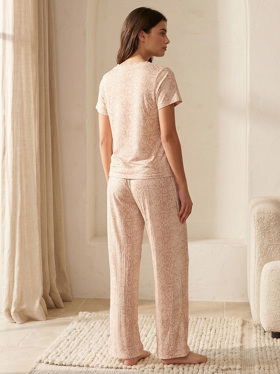Animal Print Pyjama Set with Top and Trousers