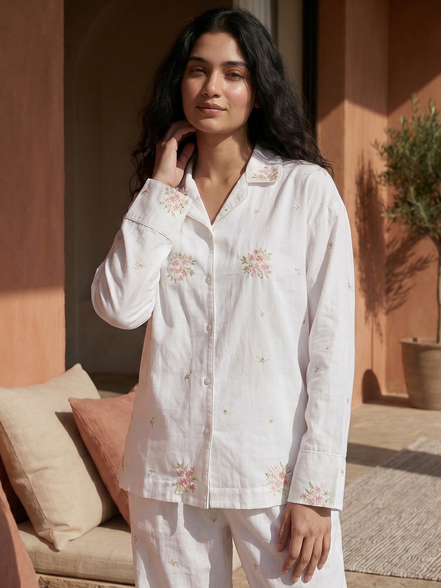 Pyjama Set with Button-Down Shirt and Trousers