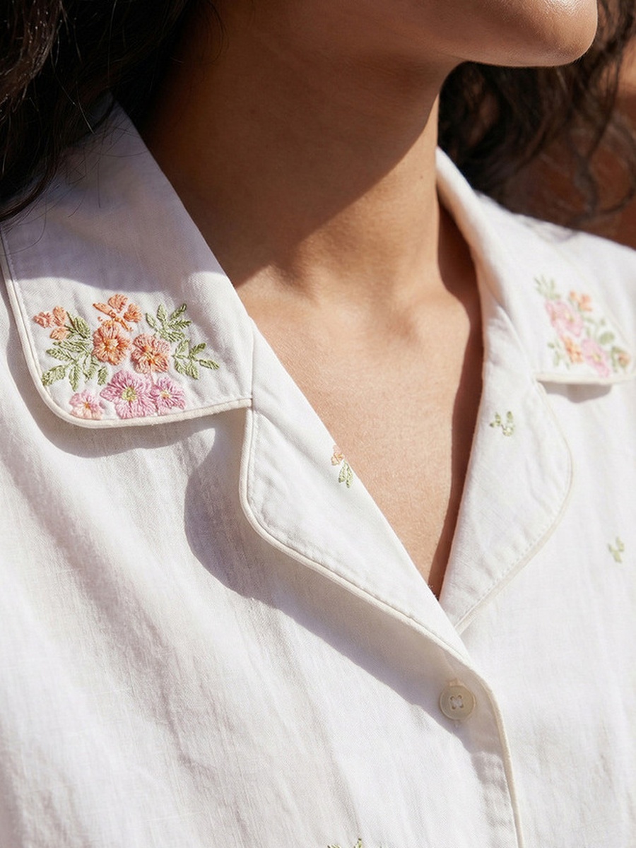 Pyjama Set with Button-Down Shirt and Trousers