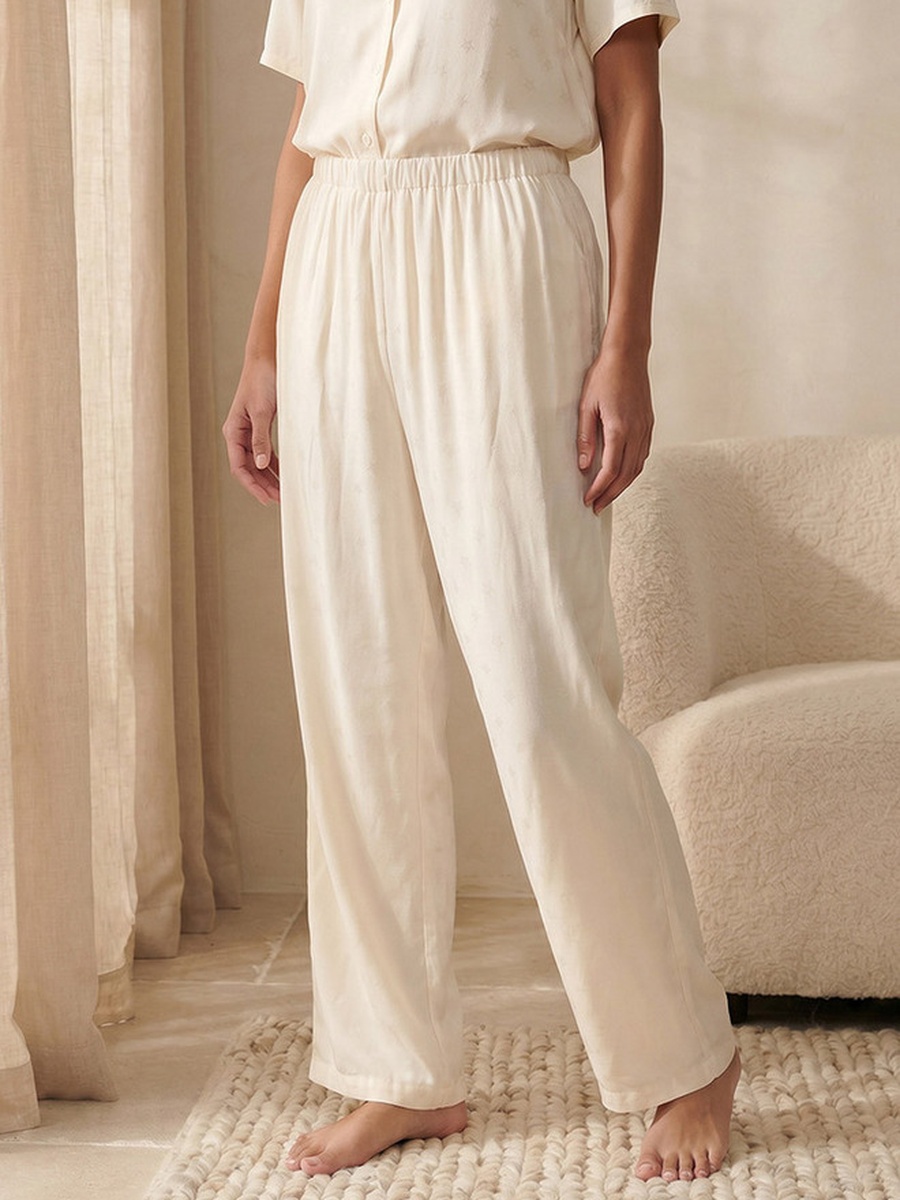 Viscose Pyjama Set with Button-Down Shirt and Trousers