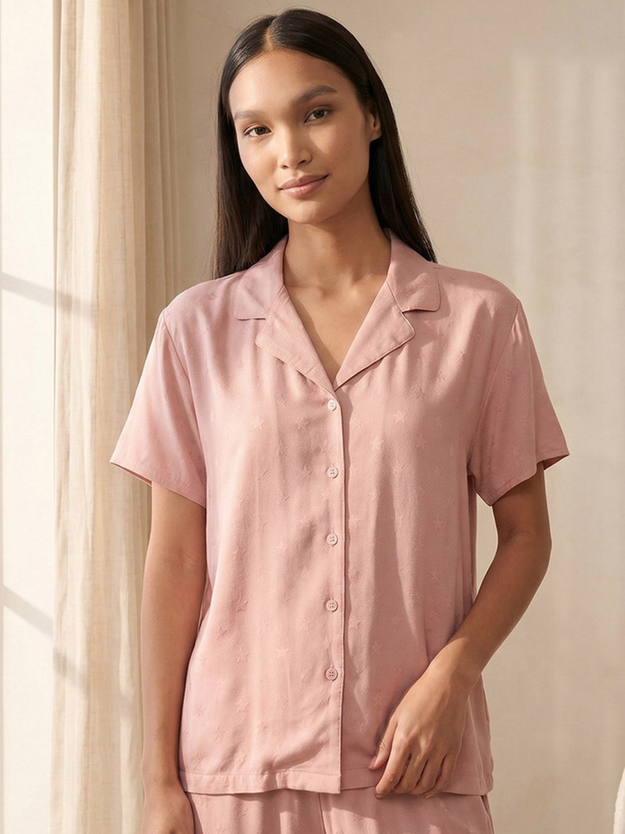 Viscose Pyjama Set with Button-Down Shirt and Trousers