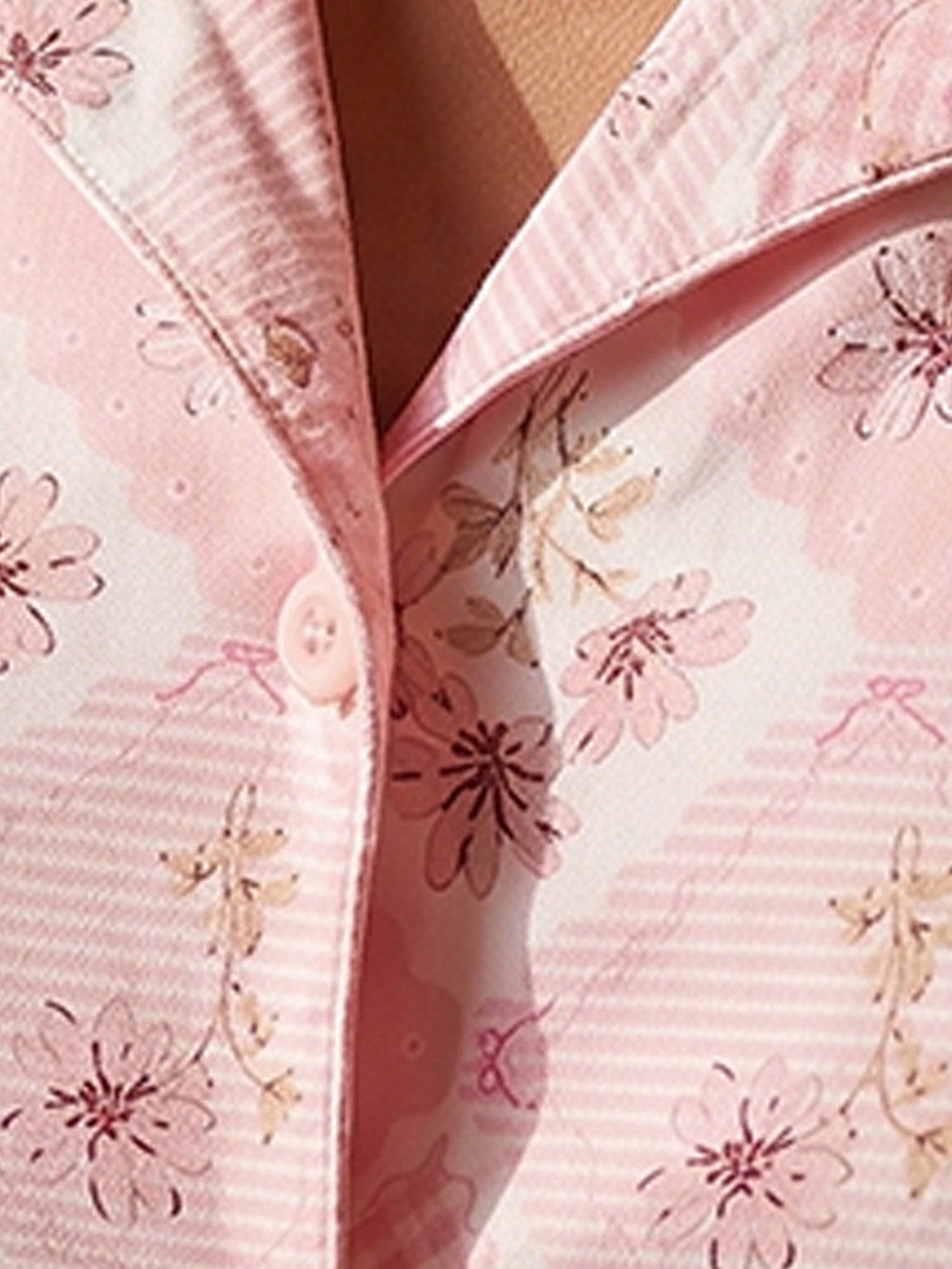 Viscose Pyjama Set with Button-Down Shirt and Trousers
