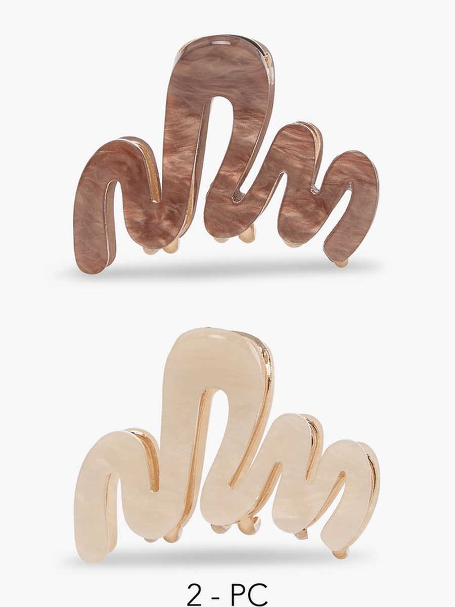 Pack of 2 Wavy Hair Clamps with Marble Print
