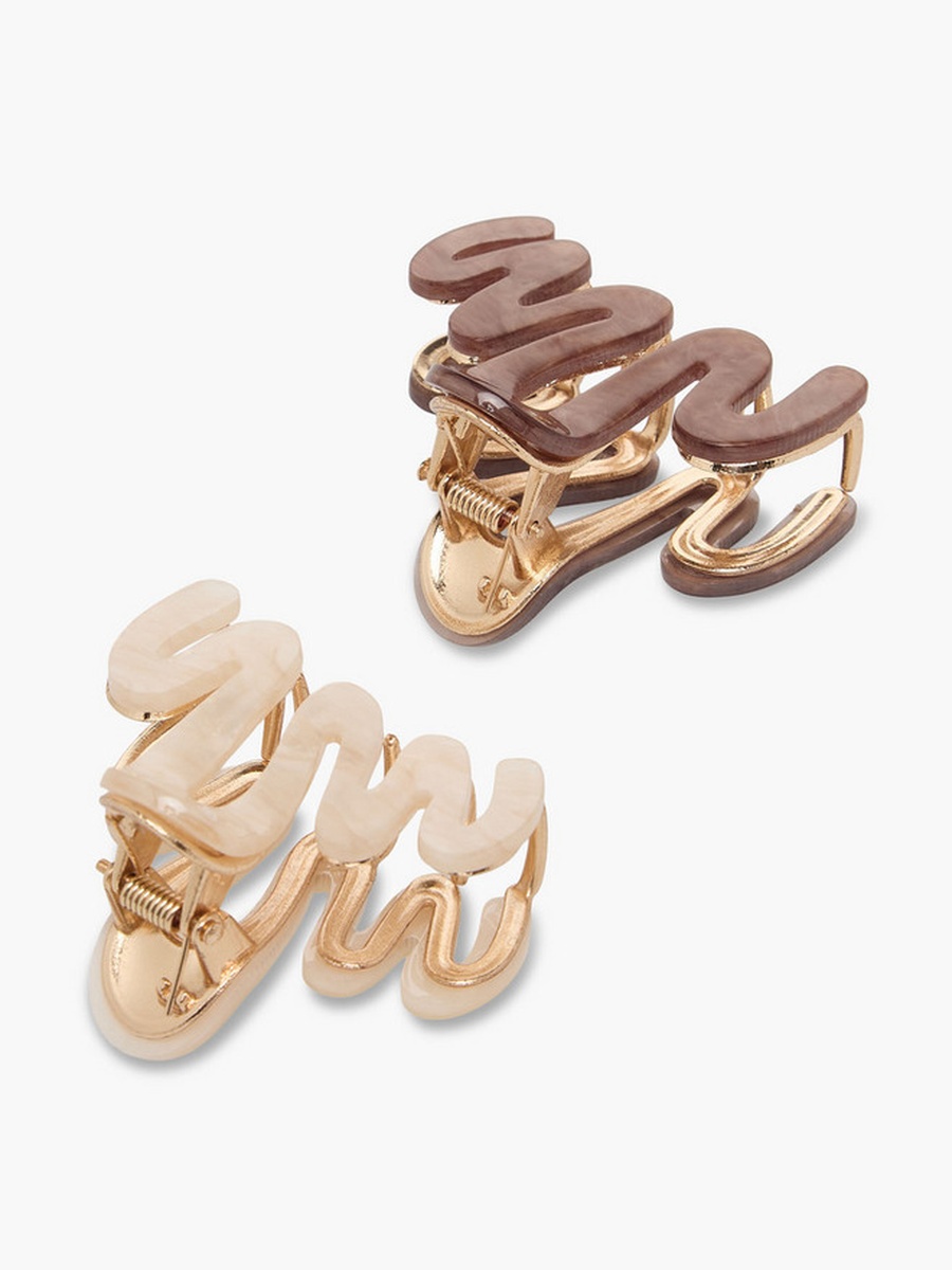 Pack of 2 Wavy Hair Clamps with Marble Print