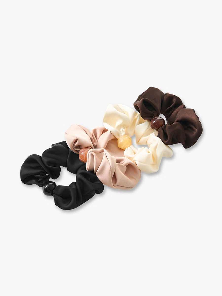 طقم ربطات شعر سكرانشي 4 قطع مزينة بالخرز
