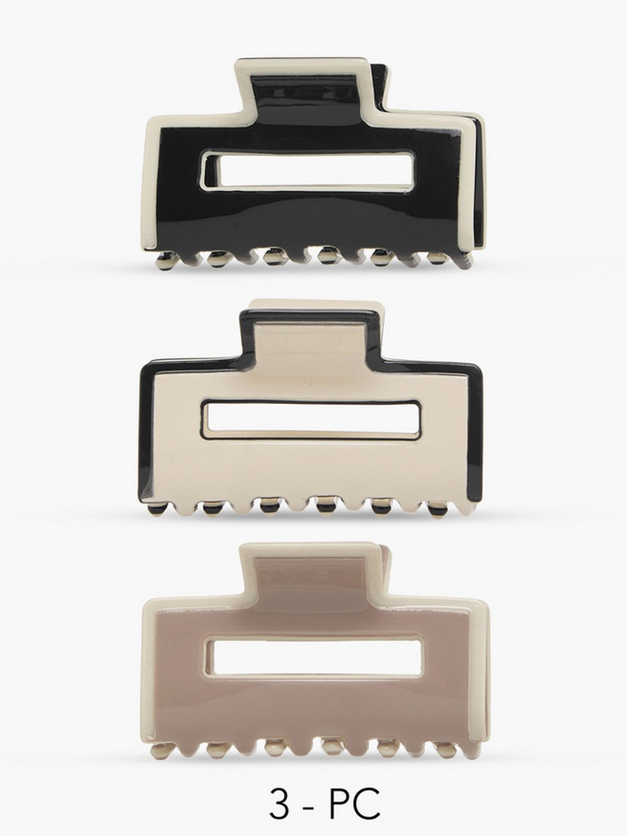 Pack of 3 Rectangular Hair Clamps