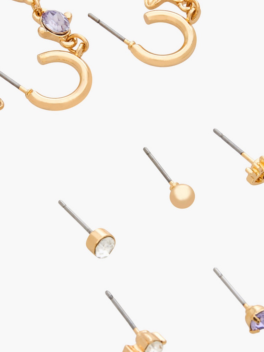 Pack of 9 Gold Tone Assorted Earrings with Pushback Closure