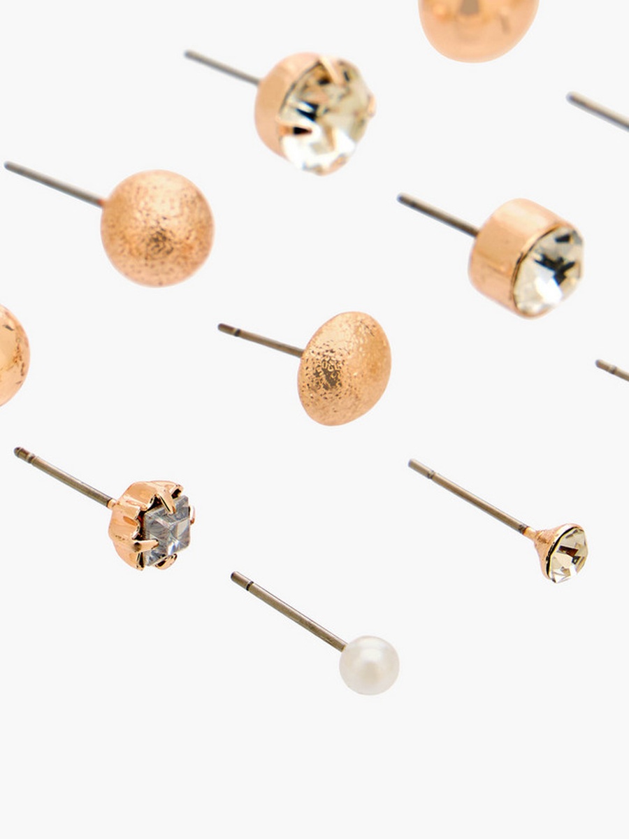 Pack of 12 Metallic Stud Earrings with Pushback Closure