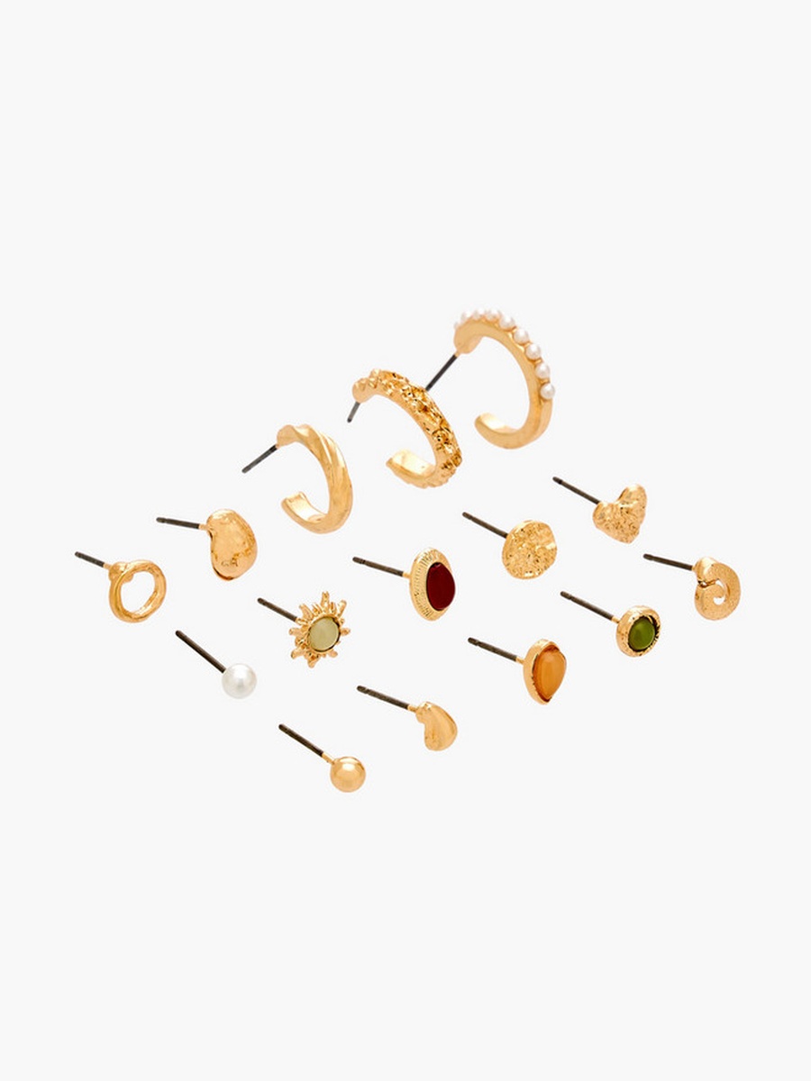 Pack of 15 Resin Finish Earrings with Pushback Closure