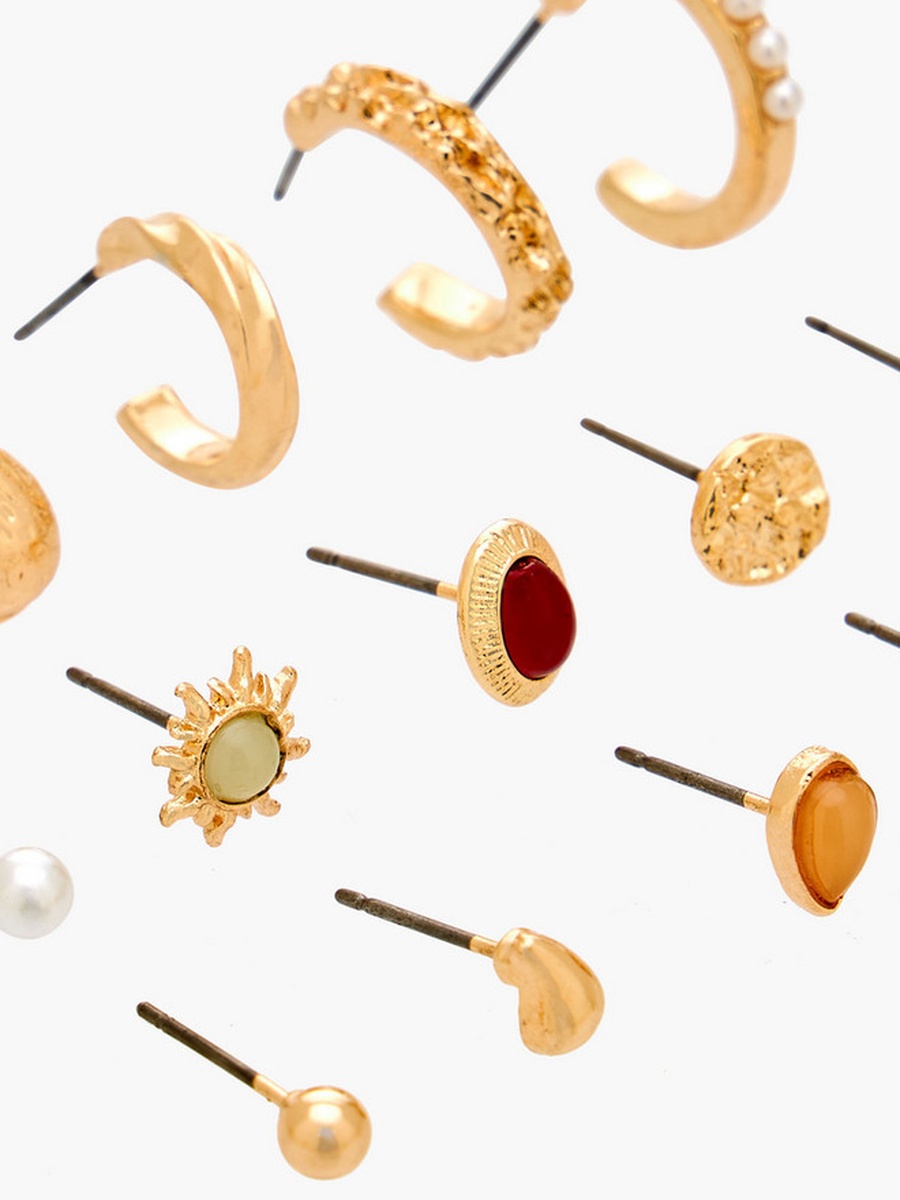 Pack of 15 Resin Finish Earrings with Pushback Closure