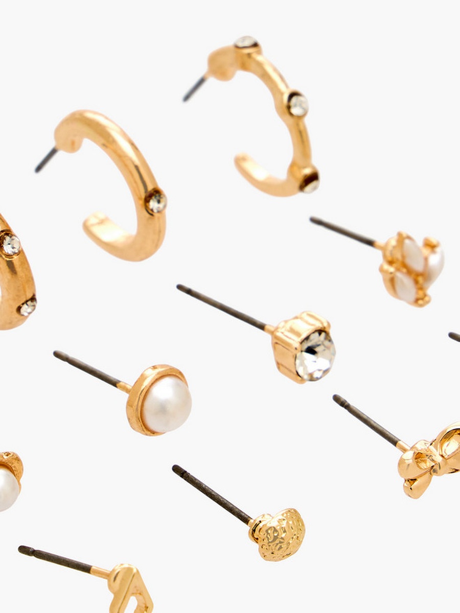 Pack of 12 Metallic Stud Earrings with Pushback Closure