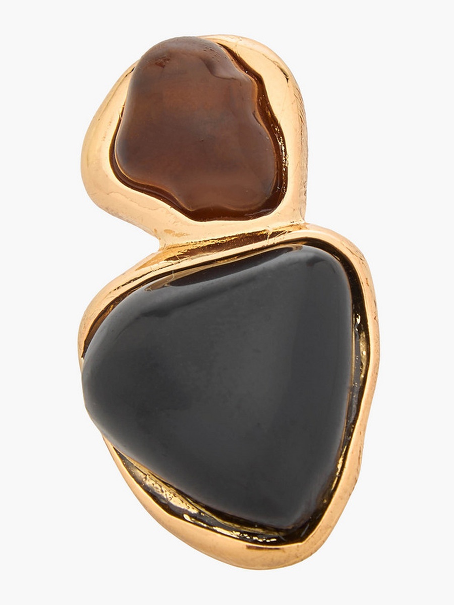 Gold Tone Resin Accent Drop Earrings with Pushback Closure