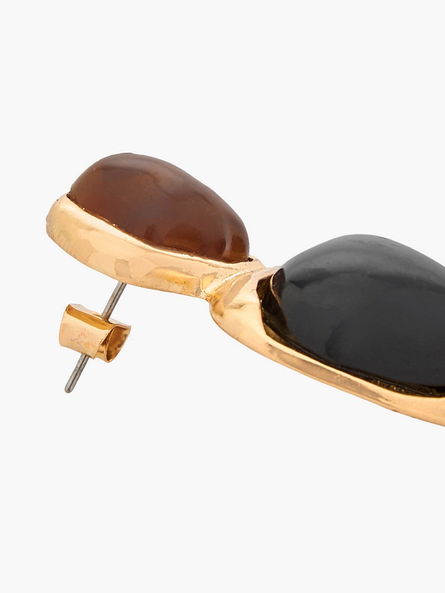 Gold Tone Resin Accent Drop Earrings with Pushback Closure