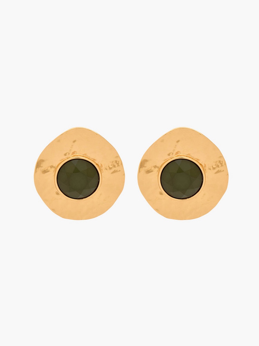 Gold Tone Embellished Stud Earrings with Pushback Closure