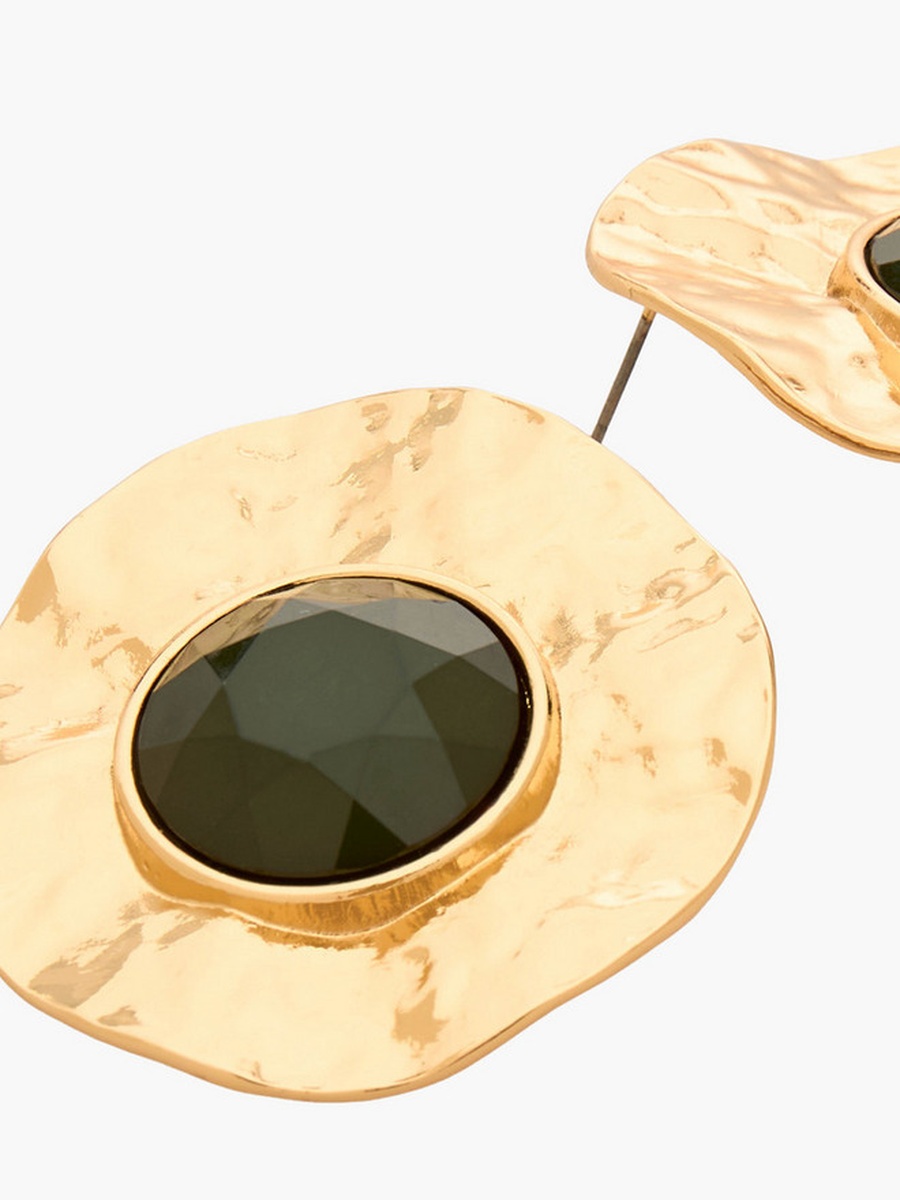 Gold Tone Embellished Stud Earrings with Pushback Closure