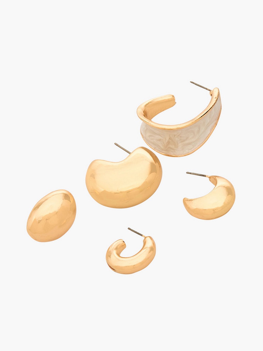 Pack of 5 Enamel Hoop Earrings with Pushback Closure