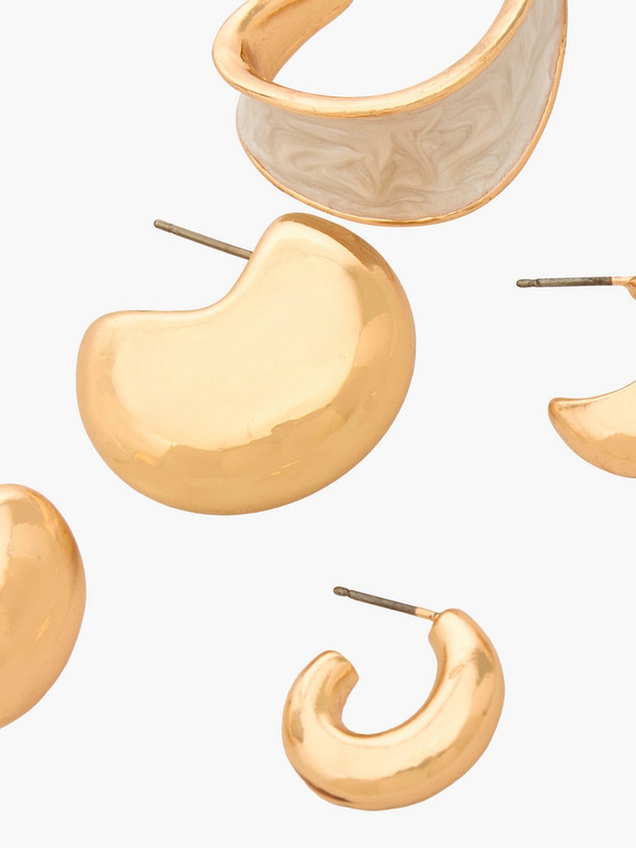 Pack of 5 Enamel Hoop Earrings with Pushback Closure