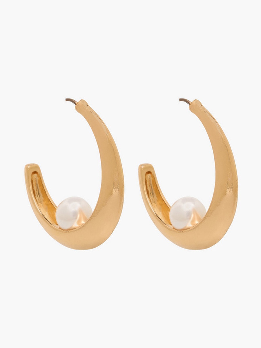 Metallic Hoop Earring with Pushback Closure