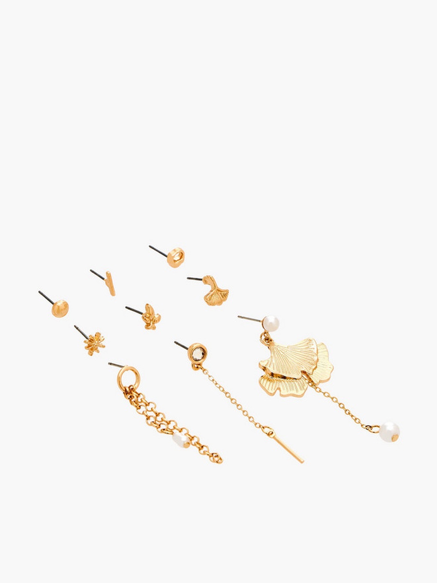 Pack of 9 Metallic Earrings with Pushback Closure