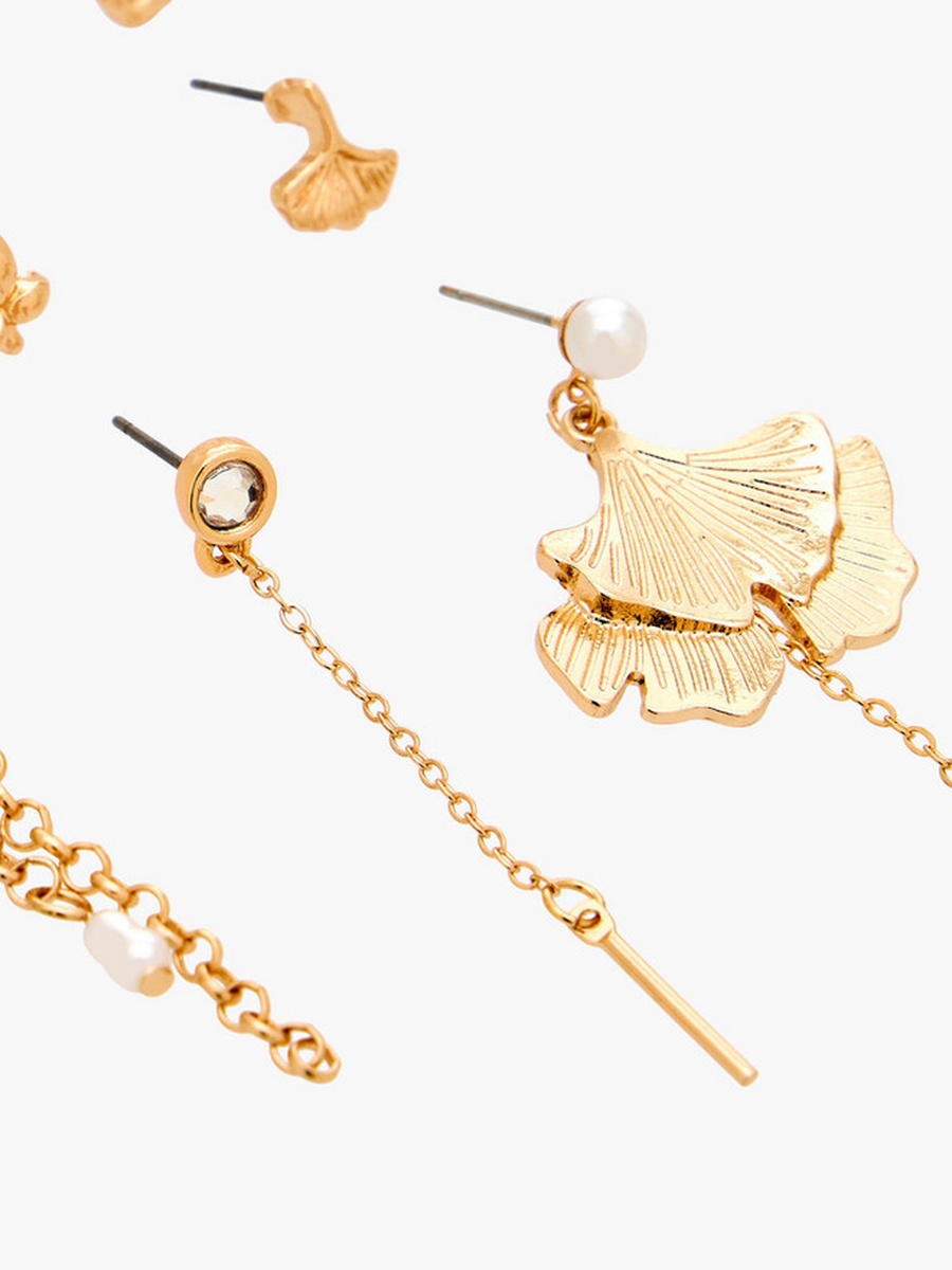 Pack of 9 Metallic Earrings with Pushback Closure