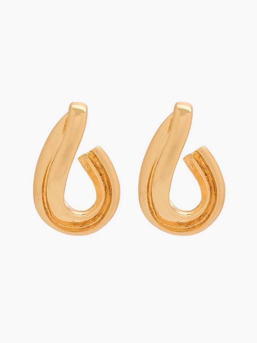 Gold Tone Twisted Stud Earrings with Pushback Closure