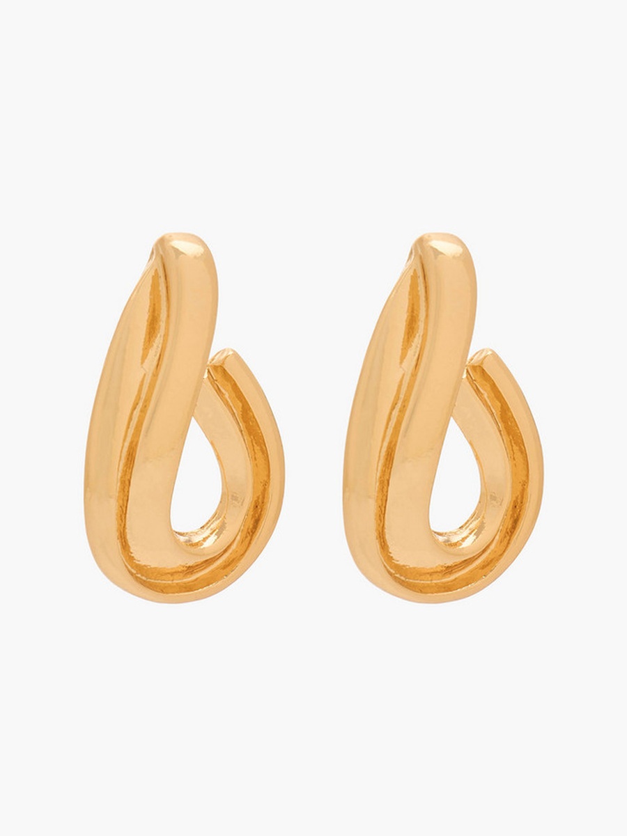 Gold Tone Twisted Stud Earrings with Pushback Closure