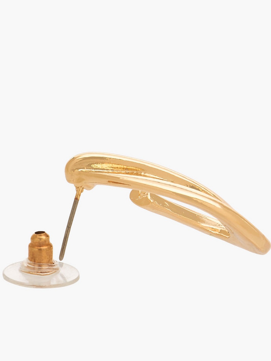 Gold Tone Twisted Stud Earrings with Pushback Closure