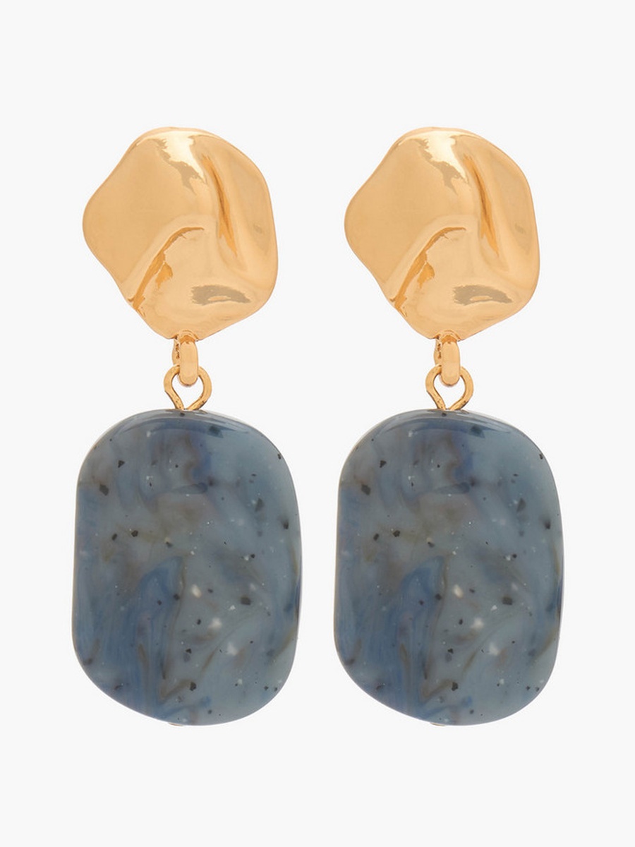 Gold Tone Embellished Drop Earrings with Pushback Closure
