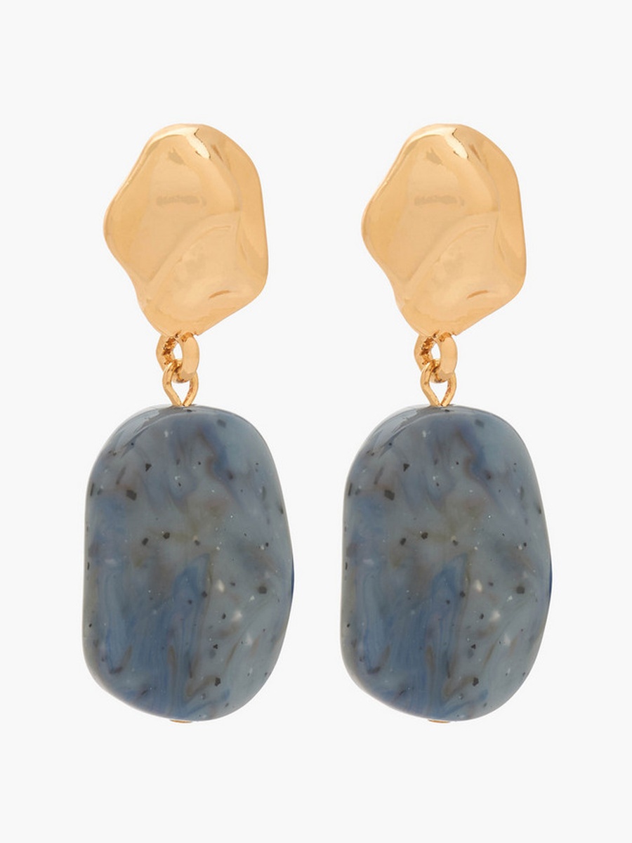 Gold Tone Embellished Drop Earrings with Pushback Closure