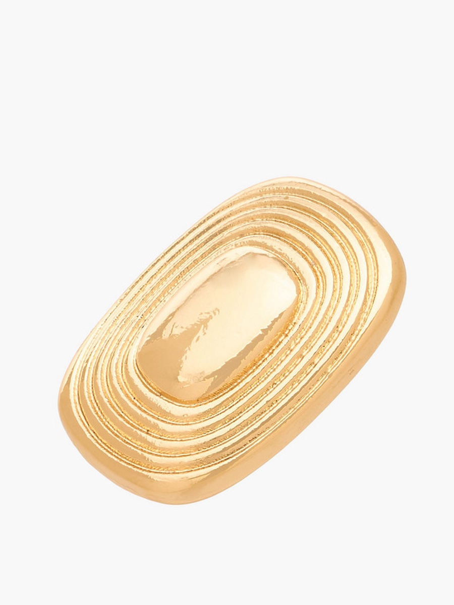 Gold Tone Ribbed Stud Earrings with Pushback Closure