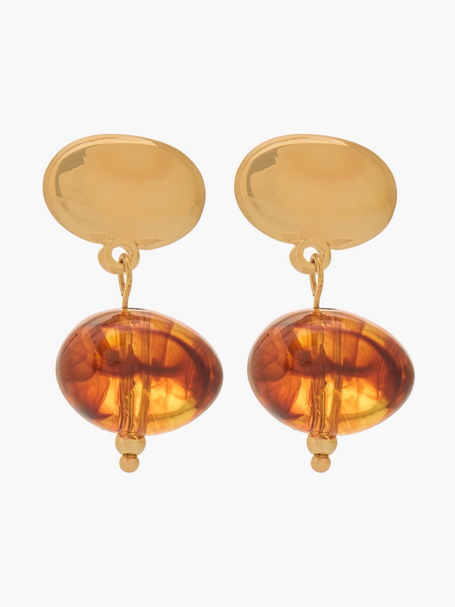Gold Tone Embellished Drop Earrings with Pushback Closure