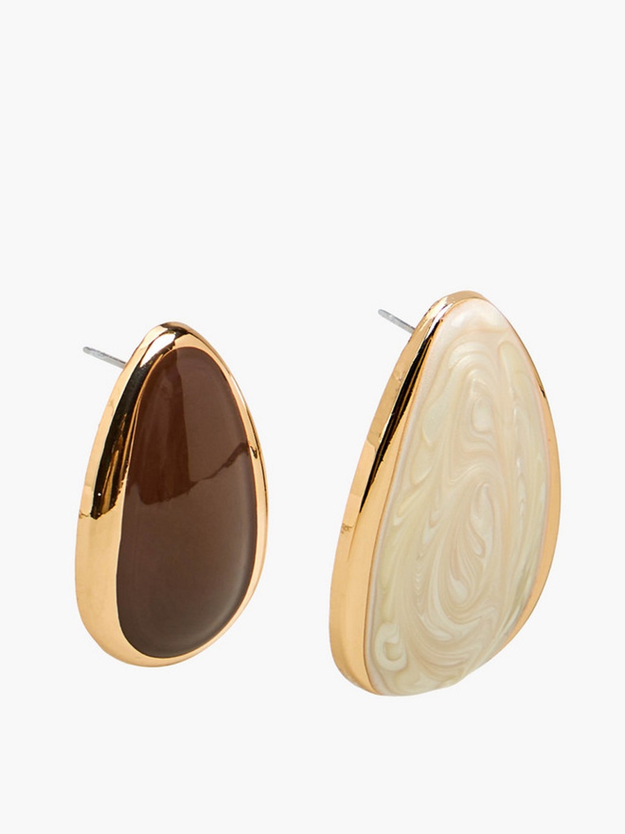Pack of 2 Gold Tone Enamelled Teardrop Earrings with Pushback Closure